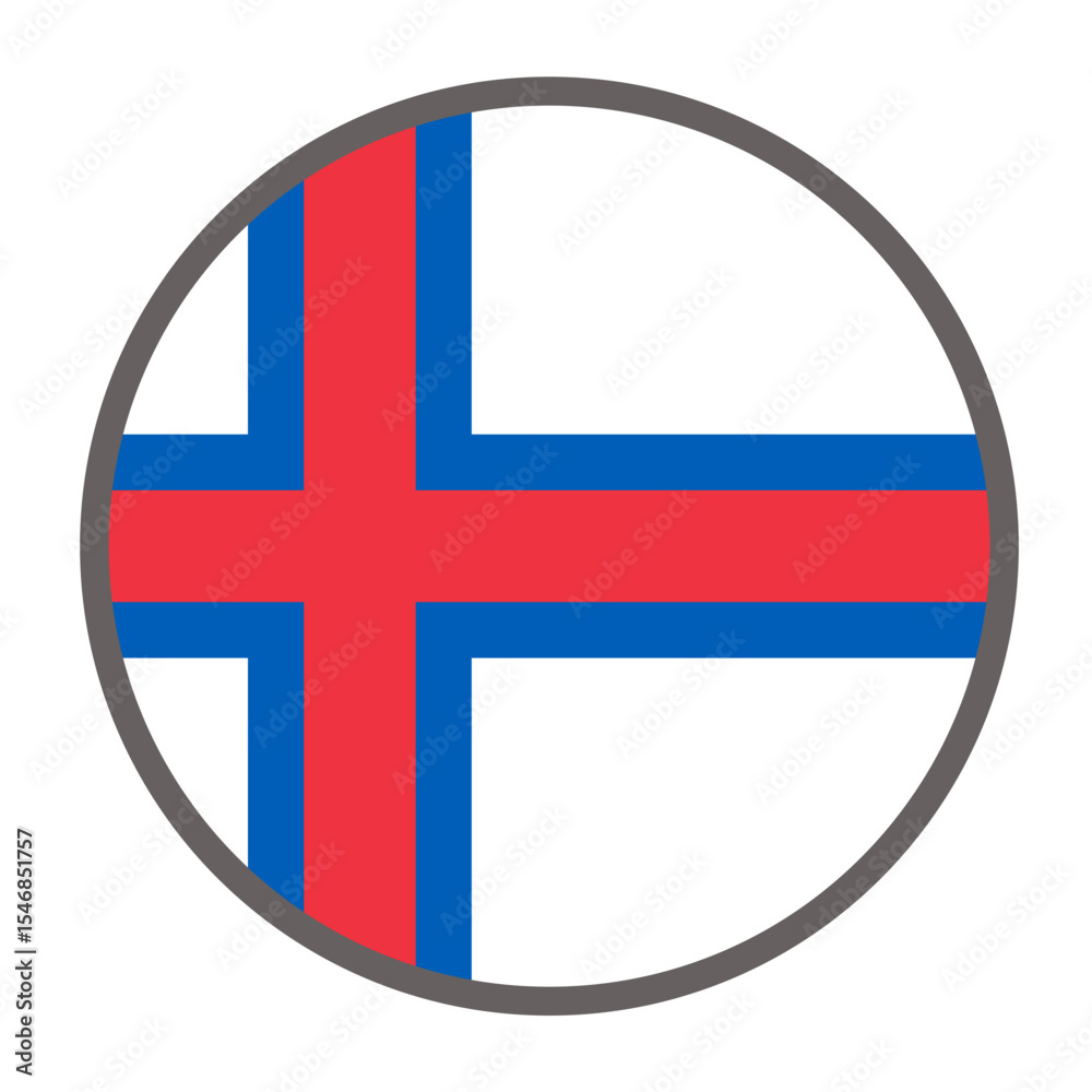 Fototapeta premium round flag of Faroe Islands country on white background vector Vector round flag