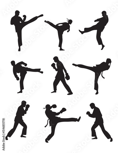 Martial Arts Silhouettes – Kicks, Punches, and Fighting Poses
