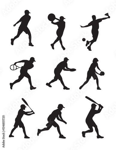 Ball Sports Silhouettes – Action Poses for Basketball, Soccer & Volleyball
