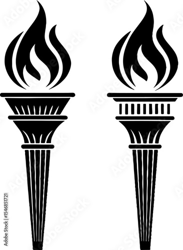 Two elegant black and white torch designs