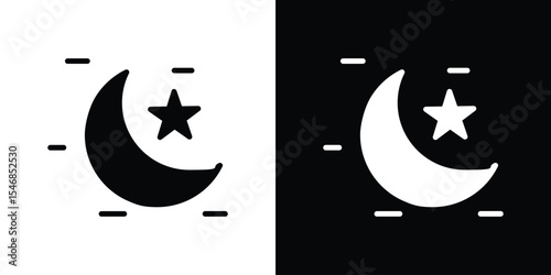 Star and crescent icon of a flat style vector