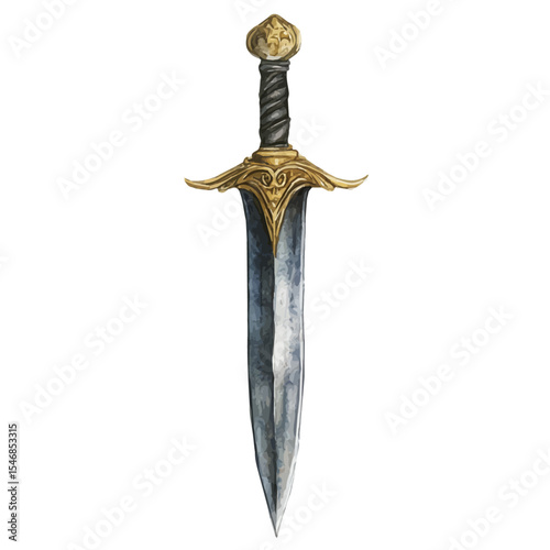 watercolor vector of Dagger Of Darkness, isolated on a white background.