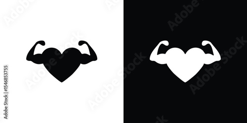 Strong heart icon of a flat style vector