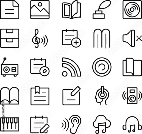 Black and white vector web icon set for internet, business, office, and communication symbols like phone, mail, document, computer, and network