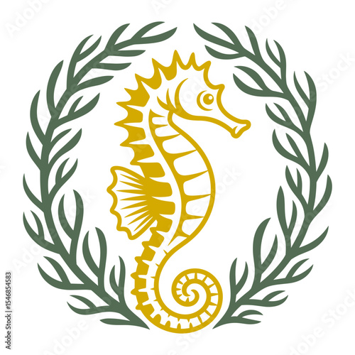 Seahorse in Seaweed Wreath
