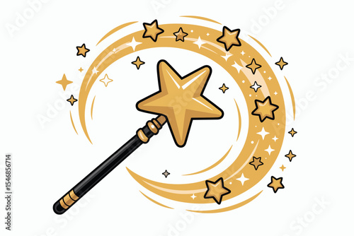 Magical Golden Star Wand with Sparkling Swirl