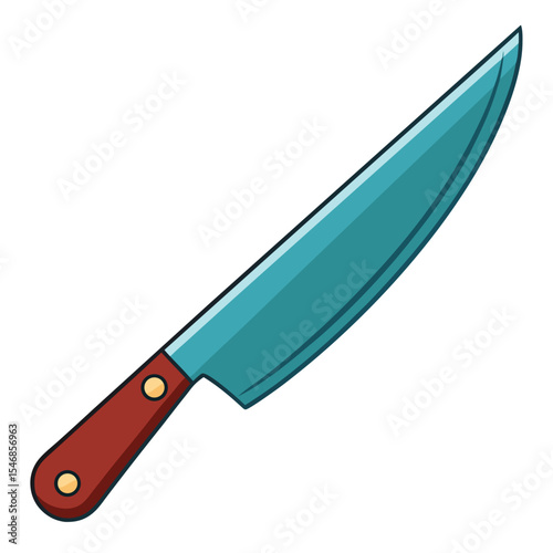Sharp stainless steel kitchen knife with a black handle isolated on a white background