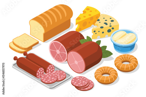 Assorted Deli Meats Cheeses Bread and Bagels