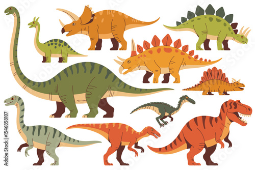 Collection of Cute Cartoon Dinosaurs Illustration