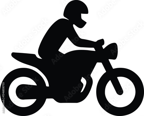 Silhouette motorcyclist riding a motorcycle side view Vector Illustration