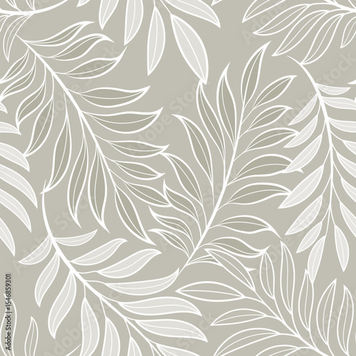 Abstract floral background with leaves seamless pattern. Tropical pattern, palm leaves seamless floral background.