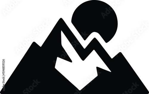 Silhouette mountains sun rising scenic landscape Vector Illustration