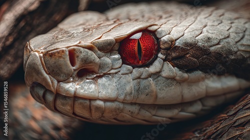 Close up of a copperhead snake with red eyes reptile wildlife animal snake head scales copperhead venomous snake