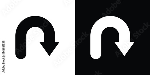 U turn icon of a flat style vector