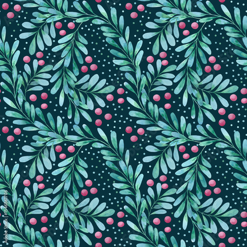 Fotografie Vintage Watercolor botanical floral seamless pattern