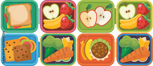Healthy School Lunch Box with Various Foods