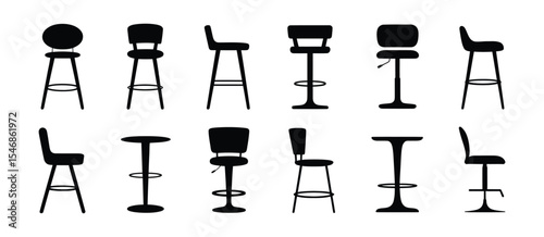 Collection of Bar Stool and Table Silhouettes