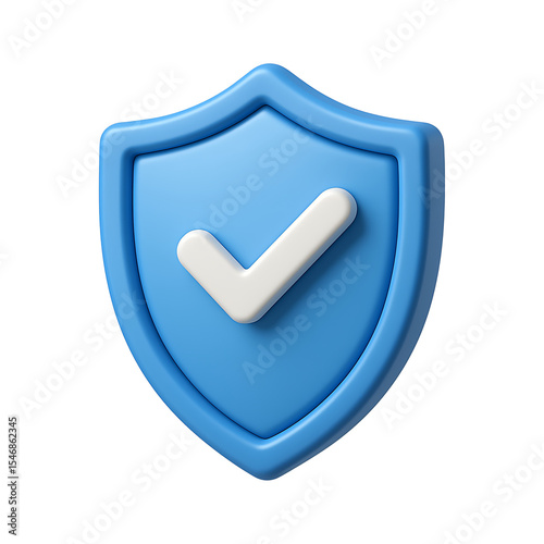 3d shield icon with checkmark isolated on transparent background