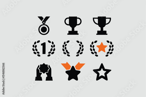 Awards and Achievements Line Icons Set, Editable Stroke, Vector Illustration .