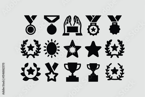 Awards and Achievements Line Icons Set, Editable Stroke, Vector Illustration .