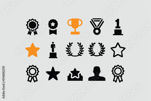 Awards and Achievements Line Icons Set, Editable Stroke, Vector Illustration .