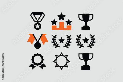 Awards and Achievements Line Icons Set, Editable Stroke, Vector Illustration .