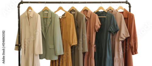 Neutral Colored Womens Dresses and Jackets on Rack