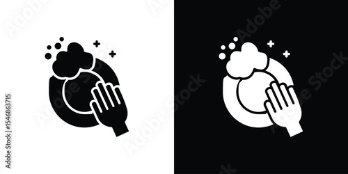 Washing dishes icon of a flat style vector