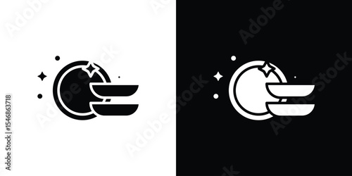 Washing dishes icon of a flat style vector