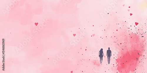 Elegant pink background with scattered hearts of different sizes and ample copyspace perfect for Valentines Day romantic designs and love themed projects