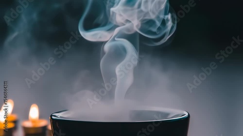Soft smoke rising from incense sticks and candles in a calm spiritual setting.  
