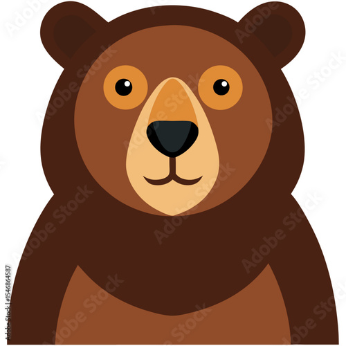 Friendly Brown Cartoon Bear Head Icon
