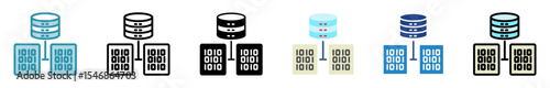 Dataset multi style, mini illustration icon set. outline, flat, glyph, line color. vector for UI, UX, app, web, digital or print, related to machine learning, technology, education, industry.