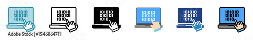 Computation multi style, mini illustration icon set. outline, flat, glyph, line color. vector for UI, UX, app, web, digital or print, related to machine learning, technology, education, industry.