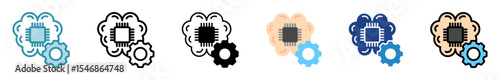 Deep Learning multi style, mini illustration icon set. outline, flat, glyph, line color. vector for UI, UX, app, web, digital or print, related to machine learning, technology, education, industry.
