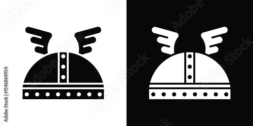 Winged viking helmet icon of a flat style vector