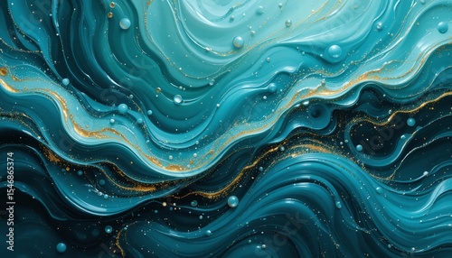 Abstract background with swirling blue and gold waves