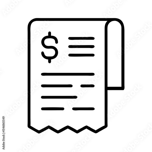 Receipt with dollar sign and printed text in minimal style  