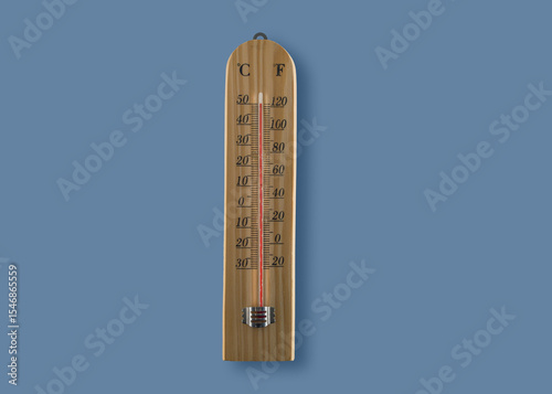 Thermometer shows extreme heat – symbol of heat wave or climate change. Midsummer heat: Outdoor thermometer shows over 40 degrees Celsius