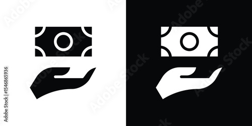 Hand money exchange icon of a flat style vector
