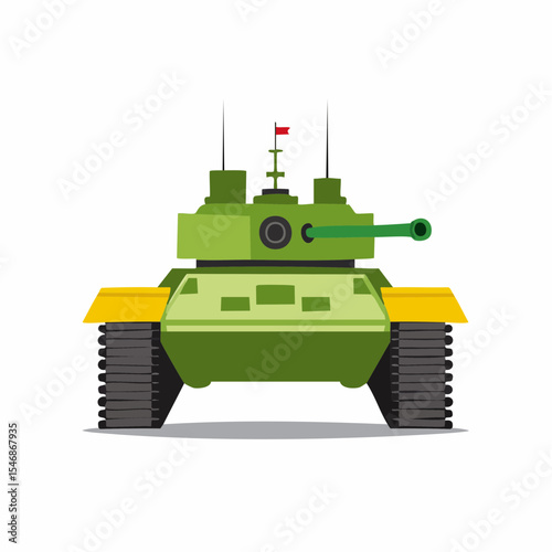Tank Front View Stock image vector. Military vector tanks image design isolated on white background.