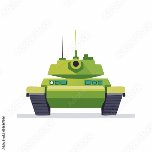 Tank Front View Stock image vector. Military vector tanks image design isolated on white background.