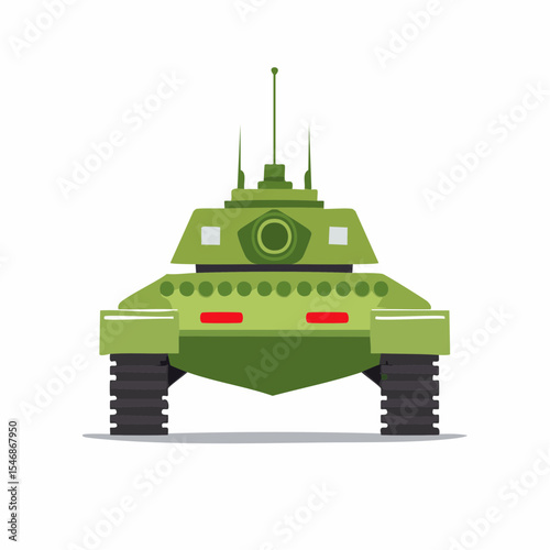 Tank Front View Stock image vector. Military vector tanks image design isolated on white background.