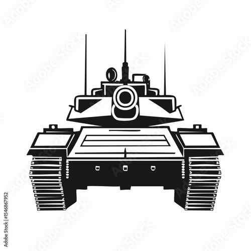 Tank Front View Stock image vector. Military vector tanks image design isolated on white background.