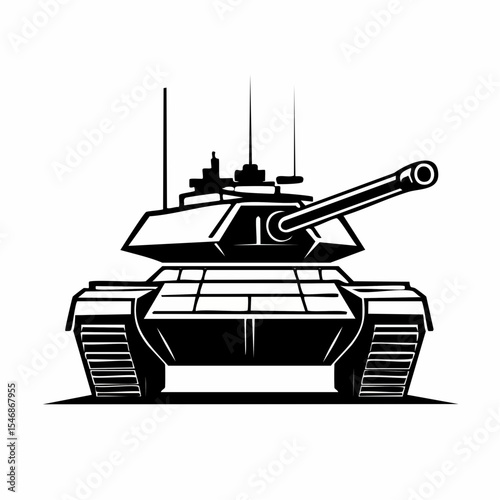 Tank Front View Stock image vector. Military vector tanks image design isolated on white background.
