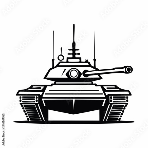 Tank Front View Stock image vector. Military vector tanks image design isolated on white background.