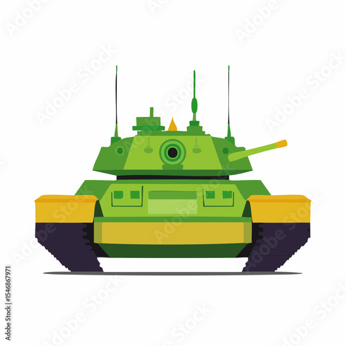 Tank Front View Stock image vector. Military vector tanks image design isolated on white background.