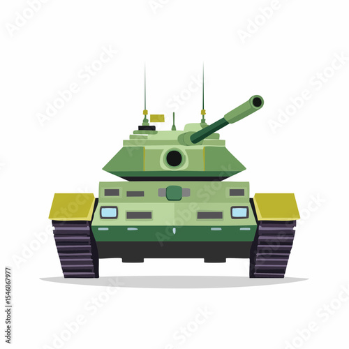 Tank Front View Stock image vector. Military vector tanks image design isolated on white background.