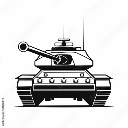 Tank Front View Stock image vector. Military vector tanks image design isolated on white background.