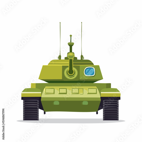 Tank Front View Stock image vector. Military vector tanks image design isolated on white background.